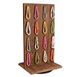 Ikee Design Wooden Rotating Two-Sided Jewelry Display Stand, Rotating Organizer with 32 Hooks for Store, Earring Display with Hooks, KeyChain Display, Brown color, 9'W x 7.5'D x 16.5'H