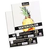 2PK - Thick 9x12 140lb / 300GSM Watercolor Paper Glue Bound (25 Sheets / 50 Total) Cold Press, Textured Sketchbook for Water Color Painting for fine Detailed Work & Sketching Paper for Artists & Kids