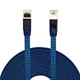 Cat 7 Ethernet Cable 12 ft Hftywy Ethernet Cable Nylon Braided Cat 7 Flat Internet Network Computer Patch Cord RJ45 Network Cable Cat7 LAN Cable for PC Laptop Modem Router
