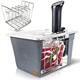 VÄESKE Sous Vide Container 12 Quarts with Lid, Sous Vide Rack & Insulating Sleeve | Neoprene Retains Heat | Compatible with Most Sous Vide Cookers Anova, Anova Nano, Joule, Instant Pot, Wancle (12 QT)