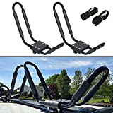 ECOTRIC Universal J-Bar Rack HD Kayak Carrier Holder Canoe Boat Surf Ski Board Roof Top Mounted on Crossbar for Car SUV Truck - Set of 2