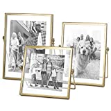 Set of 3 Glass Photo Frame Collection Simple Metal Geometric Picture Frame with Glass Cover Includes 4'' x 4'', 4'' x 6'', 5'' x 7''