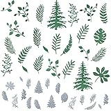 25 Pieces Christmas Tree Metal Die Cuts Silver Plant Stencil Leaves Cutting Dies Paper Cutting Stencils Templates for Christmas Decor DIY Paper Craft