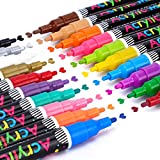 Acrylic Paint Pens, Morfone 20 Colors Acrylic Markers Virbrant Water-based Art Marker Set for Rock Painting, Canvas, Glass, Ceramic, Plastic, Wood, Mirrors, Paper (3mm Reversible Bullet Chisel Tip)