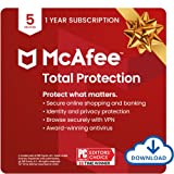 McAfee Total Protection 2022 | 5 Device | Antivirus Internet Security Software | VPN, Password Manager, Dark Web Monitoring | 1 Year Subscription | Download Code