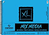 Canson - 100510931 XL Series Mix Paper Pad, Heavyweight, Fine Texture, Heavy Sizing for Wet and Dry Media, Side Wire Bound, 98 Pound, 18 x 24 in, 30 Sheets, 18'X24', 0