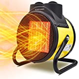 Buyplus Portable Patio Heater Outdoor - Electric Garage Heaters with Super Long Cord, Heat Up in 3 Seconds, Thermostat, 3 Modes, Small Fan Heaters for Patio, Garage, Tent Ceramic Space Heater