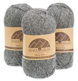 [ Set of 3 Small Gorgeous Skeins ] Alpaca Yarn Blend [ Umayo ] [ Fingering ] #2 (5.29 Ounces/150 Grams Total) Lovely and Soft to Enjoy Knitting - Crocheting - Weaving [ Grey ]