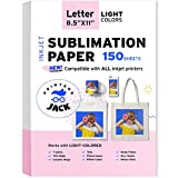 Printers Jack Sublimation Paper - 8.5 x 11 Inches, 150 Sheets 120 gsm for Any Inkjet Printer with Sublimation Ink, Heat Transfer Sublimation for T-shirt, Mugs, Light Fabric