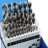 COMOWARE 29-Piece Drill Bit Set, High-Speed Steel Black and Gold Finish with 135 Degree Split Point Tip, 1/16' to 1/2' x 64ths Increments