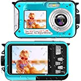 Waterproof Camera Underwater Camera 10FT Dual Screens Selfie Waterproof Digital Camera 48MP Compact Underwater Camera for Snorkeling 2.7K Full HD Video Recorder Beginners
