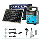 UPEOR Solar Power Generator-Portable Power Station-8000mAh Solar Power Generator with Solar Panel,MP3&FM Radio,Bluetooth,3 Sets LED Lights,Home Outdoor Solar Generator for Camping Emergency(Blue)