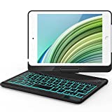 iPad Mini 5/ Mini 4 Keyboard Case - 360° Rotatable 180 Flip- 7 Colors Backlit - Wireless Smart Folio Auto Sleep/Wake Hard Cover fit iPad Mini 5 2019(5th Gen)/ iPad Mini 4 2015, Black