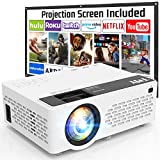 TMY Projector 7500 Lumens with 100' Projector Screen, 1080P Full HD Supported Portable Projector, Mini Movie Projector Compatible with TV Stick Smartphone HDMI USB AV, for Home Cinema & Outdoor Movies