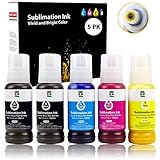 Autofill Syringe-Free 500ML Sublimation Ink for Epson ET-2400 ET-2720 ET-2760 ET-2800 ET-2803 ET-2850 ET-3760 ET-3850 ET-4760 ET-4800 ET-5800 ET-15000 ET-16600 Printers(2BK 1C 1M 1Y, 5Pack)