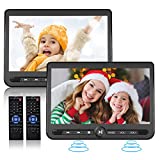 10.5' Dual Portable DVD Player, Arafuna Rechargable Car DVD Player Dual Screen Play A Same or Two Different Movies, Headrest DVD Player for Car with 5-Hour Battery, Support USB/SD, Last Memory