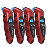 FOVAL Digital Tire Pressure Gauge 150 PSI for Car Truck Bicycle Instant Read with Backlit LCD and Non-Slip Grip, 4 Pack
