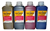 Eco Solvent Ink for Wide Format Sign Printers Using DX4 DX5 DX7 DX9 DX10 DX 11 XP600 TX800 Printhead, Mimaki, Roland, Mutoh (CMYK 4 Liter Set) , Will NOT Work with EcoTank or Small Desktop Printers