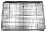 Checkered Chef Baking Sheet with Wire Rack Set 13' x 18' - Single Set w/ Half Sheet Pan & Stainless Steel Oven Rack for Cooking