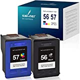 SAILNER Remanufactured Ink Cartridge Replacement for HP 56 57 Ink Cartridge Combo Pack use with PhotoSmart 7760 7960 7660 DeskJet F4180 5650 OfficeJet 5510 4255 PSC 2410 1350 Printer Black Color 56 57