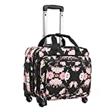 MOSISO Rolling Laptop Bag Case, 15-16 inch Rolling Briefcase for Women Men with Wheels, Expandable Overnight Peony Computer Bag with Coded Lock&RFID Bag&Trolley Belt for Travel Business School, Black