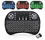 Mini 2.4GHz Wireless Keyboard with Touchpad Mouse, Upgraded Multi Backlit, Rechargable Battery, Multi-Media Remote Control Compatible with Android Smart TV Box,HTPC,PC,Pad,Xbox,PS3