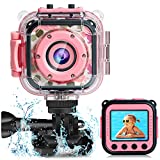 PROGRACE Kids Camera Waterproof Gift Toy - Children Digital Video Camera Underwater Camera for Kids 1080P Camcorder DV Toddler Camera for Girls Birthday Learn Camera Pool Toys Age 3-14