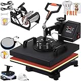 Mophorn Heat Presses 5 in 1 12x15 inch Heat Press Machine Vinyl Multifunction Sublimation Combo Heat Press Machine for T-Shirt Mug Hat Plate Digital Timer Control (5 in 1)