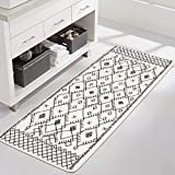 Uphome Bathroom Runner Rug 20x59 inch Boho Long Bath Mat Non-Slip Moroccan Geometric Farmhouse Bath Rug Soft Microfiber Machine Washable Floor Mats for Bath Tub Sink Hallway Laundry Room