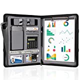 UBAFNOM Padfolio Portfolio Binder – Vegan Leather Business Portfolio Organizer with Calculator – Zippered Portfolio Padfolio for Women & Men