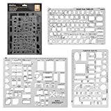 Nicpro Architectural Drafting Tools, 3 PCS Templates for House Plan Furniture Kitchen, Building, Interior Design CAD Drawing , Geometry Measuring Template Ruler Supplies