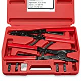 Neiko 02130A Heavy Duty 16' Snap Ring Plier Set, 2 Piece, External and Internal Pliers, Straight, 45°, 90° Tips