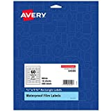 Avery Waterproof Oil-Resistant Film Labels - Lip Balm, Essential Oils, 0.5' x 1.75' for Laser/Pigment Print, 600 Labels (64500)