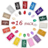 Ink Pads, GYORGKSHI Washable Stamp Pad for Kids, [16 Colors] Craft Scrapbooking Ink Stamp Pads for Rubber Stamps, Paper, Fabric