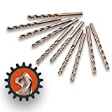 Lichamp 1/4' HSS Cobalt Drill Bits 10PCS with Three Flute for Hard Metal, Hardened Stainless Steel and Cast Iron