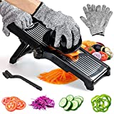Adjustable Mandoline Slicer Stainless Steel Blade Julienne Slicer Vegetable Julienne Onion Slicer Potato Chip French Fry Cutter Food Slicer for Kitchen