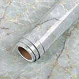LaCheery 160 x 12 inch Marble Cyan Blue Contact Paper Decorative Self Adhesive Wallpaper Roll Removable Wallpaper Stick and Peel Countertop Contact Paper for Cabinets Backsplash Table Drawer Liners