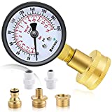 Water Pressure Gauge Kit,Universal Water Pressure Test Gauge with Lead-Free Brass Hose Fittings,3/4' Female Coupler Plus 5 Adapters to Test in Multiple Systems,0-200 Psi Hydraulic Pressure Tester