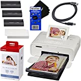 Canon SELPHY CP1300 Desktop or Portable Inkjet Laser Wireless Compact (4x6 Label) Photo Printer (White) Canon KP-108IN Color Ink Paper Set | Includes USB Printer Cable Gentle Cleaning Cloth