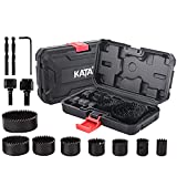 KATA 12PCS Hole Saw Kit 3/4'-2-1/2' (19-64mm) Hole Saw Set with Mandrels,Hex Key,Ideal for Soft Wood,PVC Board,Plywood,Drywall Drilling
