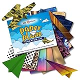 Paper Airplanes - Craft Kit | Airplane Activities for Kids | Set Includes 65 Sheets 40 Colored 25 Patterned Paper, Paper Airplane Book, 15 Easy Step Colored Designs | Large Size 8x10.5' | Airplane Toy