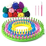 Round Knitting Loom Set Circular Loom Set with 12 Skeins Acrylic Yarn for Hat Scarf Shawl Sweater Sock Knitter