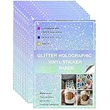 Bleidruck Printable Sparkle Holographic Premium Vinyl Sticker Paper 20 Sheets 8.25x11.7 Inches Printable Glitter Vinyl Sticker Paper Quick Dry For Inkjet/Laser Printer