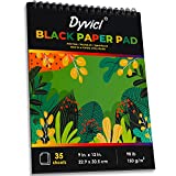 Dyvicl Black Paper Pad 9'x12' Sketch Book Set, 35 Sheets (90 lb/150gsm), Spiral Bound Black Sketch Pad Drawing Paper for Pencil, Pastel, Gel Pen, Charcoal, Chalk, Metallic Marker