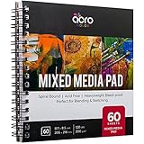 Mixed Media Sketchbook 8.11” x 8.5” | Spiral Bound Sketch Pad With Thick, Heavyweight Paper, 200 GSM, 120 LBS | Art Sketch Book For All Wet & Dry Media - Watercolor, Paint, Pencils, Charcoal, Pens | 60 Sheets