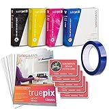 Sawgrass SubliJet UHD Inks SG500 & SG1000 4 Pack with 100 Sheets of Sublimation Paper, Tape, & Designs, Cyan-Yellow-Magenta-Black