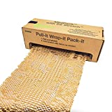 IDL Packaging HexcelWrap Cushioning Kraft Paper 15.25' x 300' in Self-Dispensed Box – Eco-Friendly Honeycomb Alternative to Bubble Wrap – Innovative Packing Paper Roll for Shipping and Moving