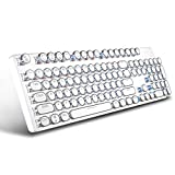 Retro Vintage Mechanical Typewriter with White LED Backlit Keyboard: Chrome Key Caps USB Wired Connection
