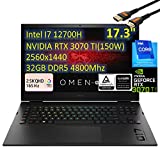 High Performance HP OMEN 17.3' Gaming Laptop - 12th Gen Intel Core i7-12700H - Full Power GeForce RTX 3070 Ti(150W) - QHD(2560 x 1440) 100%Srgb-165Hz - Tb4 - w/HDMI (32GB DDR5 | 2TB PCIe SSD)