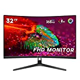 CRUA 32 inch 165Hz Curved Gaming Monitor,1800R Display,1ms(GTG) Response Time,Full HD 1080P for Computer,Laptop,ps4,Switch,Auto Support Freesync and Low Motion Blur,DP,HDMI Port-Black(Support VESA)